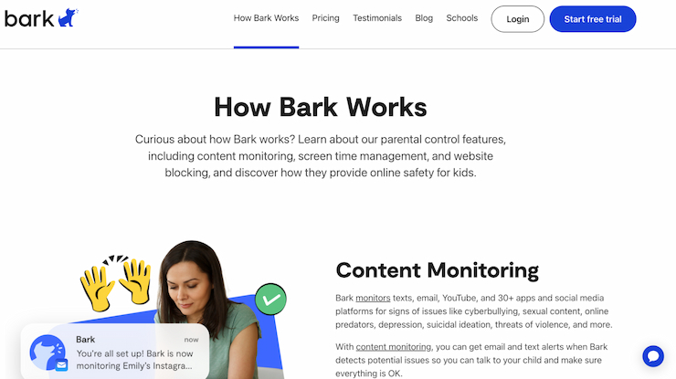 Bark works well on various apps and platofrms