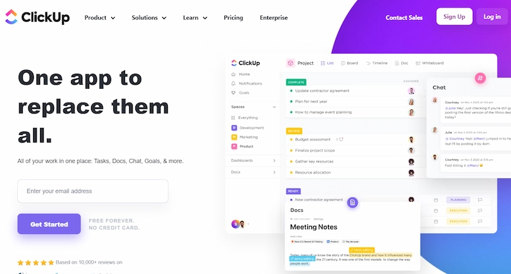 ClickUp is good for small teams or independent workers