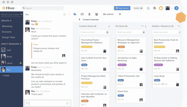 Hive is great for collaboration and task tracking