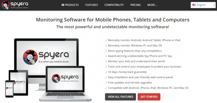 Spyera is one of the best Android keyloggers and has advanced spyware features