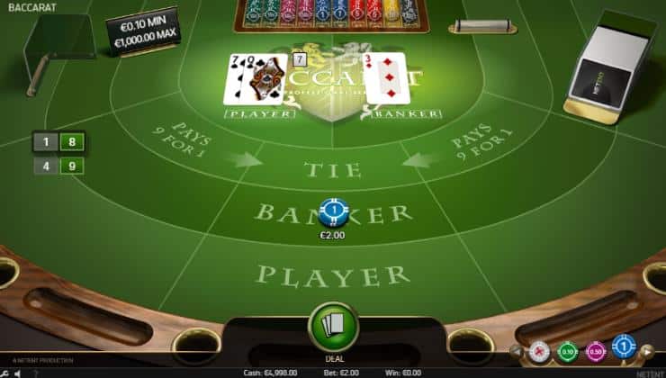 A game of online baccarat in full swing