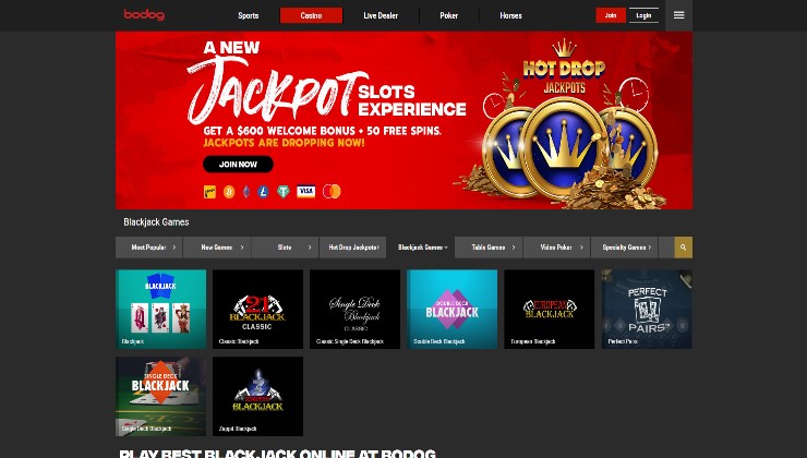 Bodog online casino and some of its blackjack games