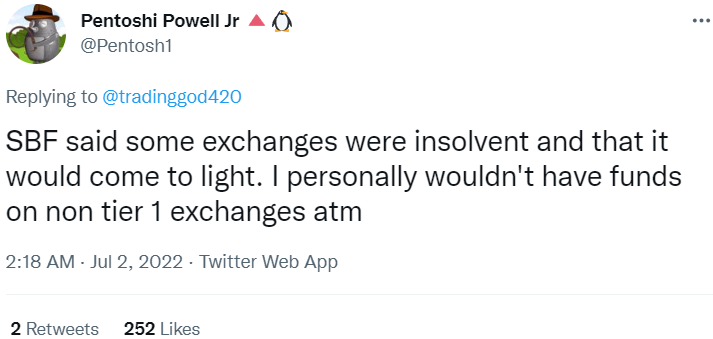 Crypto exchanges insolvency rumors