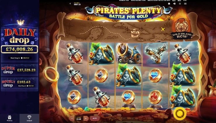 Daily Drop jackpot featured in the Pirates’ Plenty: Battle for Gold slot release