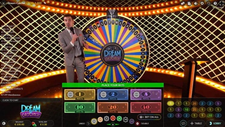 The Dream Catcher live game from Evolution