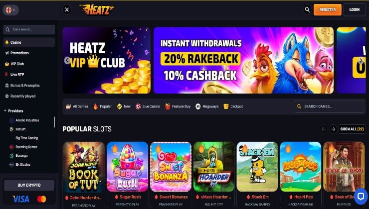 The Heatz online casino site with Play'n GO games