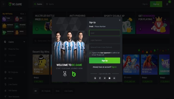 Registering for a BC.Game casino account Indonesia
