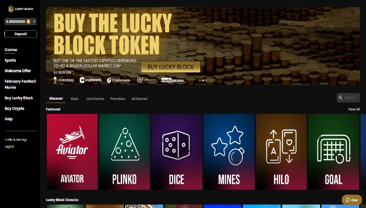 The Lucky Block homepage