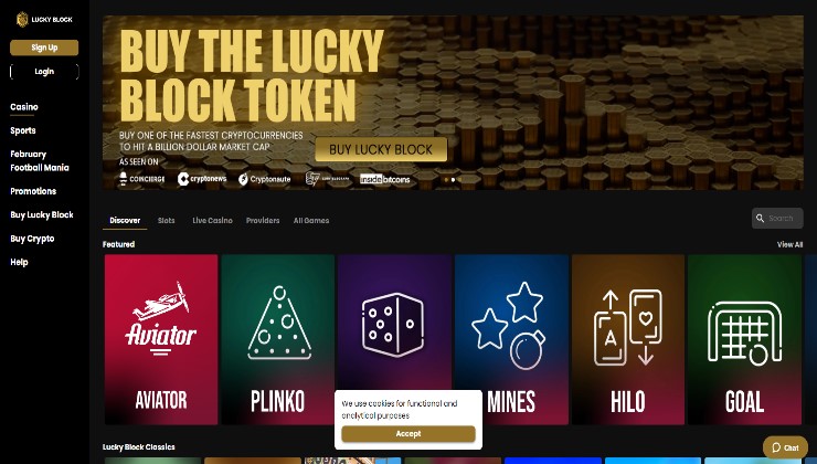 A look at the Lucky Block online casino site