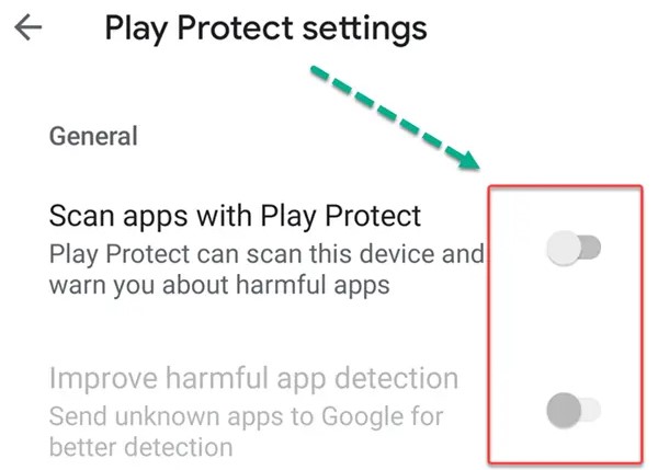 Disabling Play Protect on the target Android device