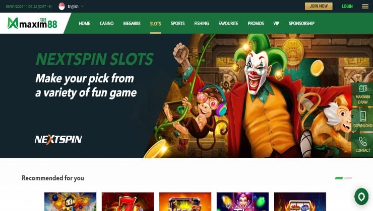 Some of the slot games found at Maxim88 Casino