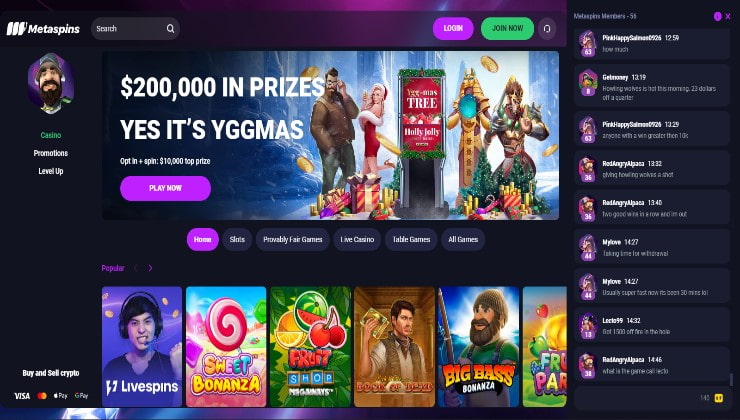 MetaSpins online casino with Play'n GO slots