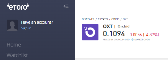 oxt price on etoro today