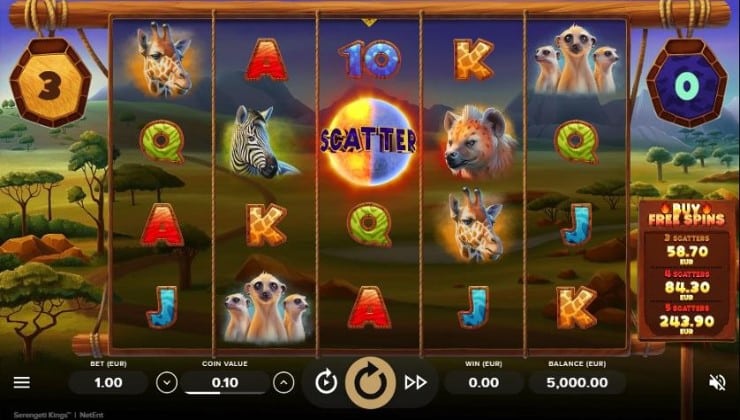 The Serengeti Kings slot and its ‘Buy Free Spins’ function