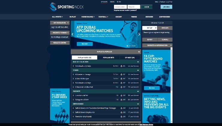 The Sporting Index homepage