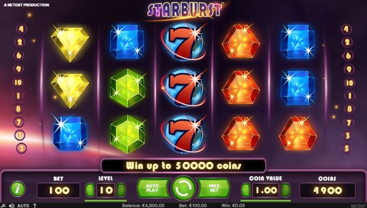 The Starburst slot from Netent in action