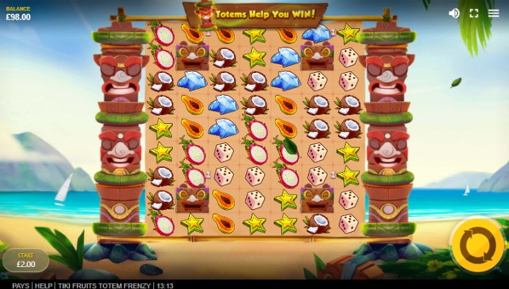 The layout and design of the Tiki Fruits: Totem Frenzy game