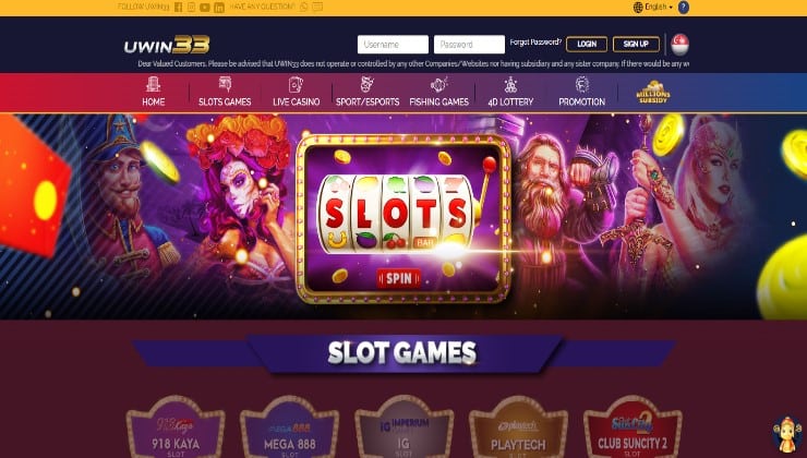 Some of the slots available at the UWin33 casino site