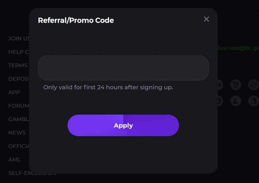 BC.Game promo code referral code