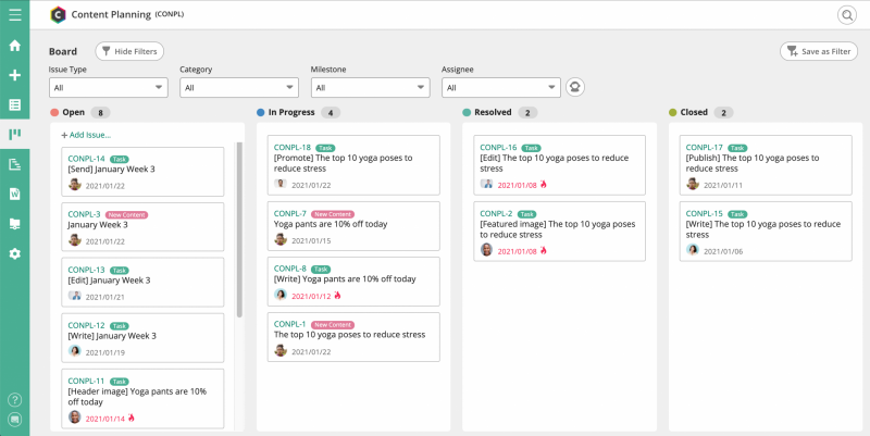 Backlog is a top task management tool for content workflows