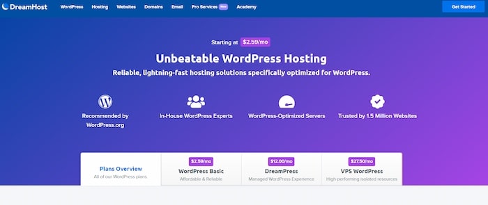 DreamHost is recommended by WordPress
