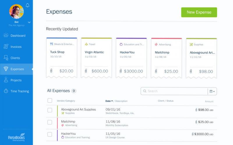 FreshBooks intuitive interface