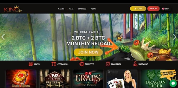 KingBit Casino Review Homepage