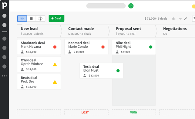 Pipedrive's visual deal management system