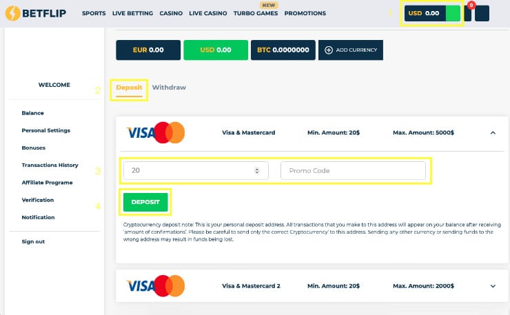 Register at BetFlip Casino Step 3