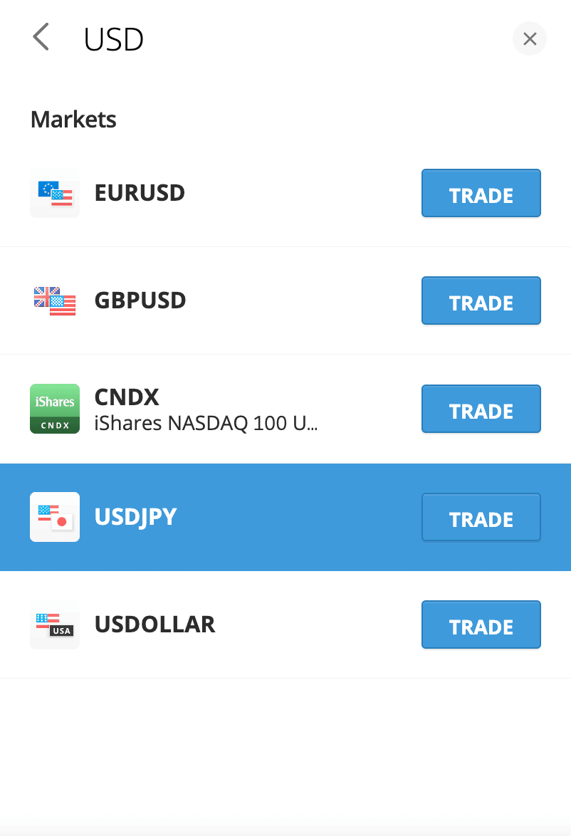 trade forex on the eToro app