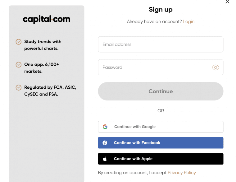 Sign Up for Capital-com