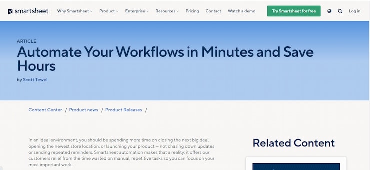 Smartsheet is best workflow app with document management tools
