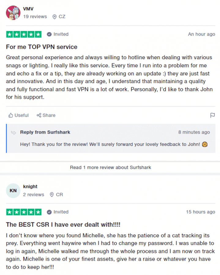Surfshark customer support reviews