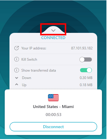 Accessing additional connection status information with Surfshark