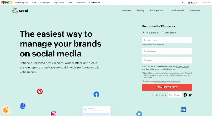 Zoho Social is a TikTok scheduling tool for all business sizes