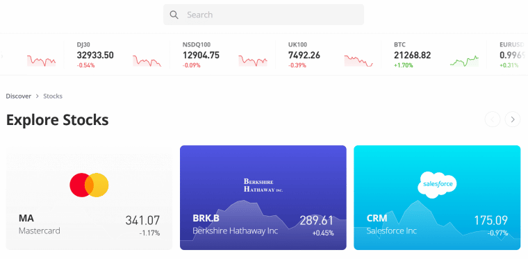 eToro ลงทุนในหุ้น