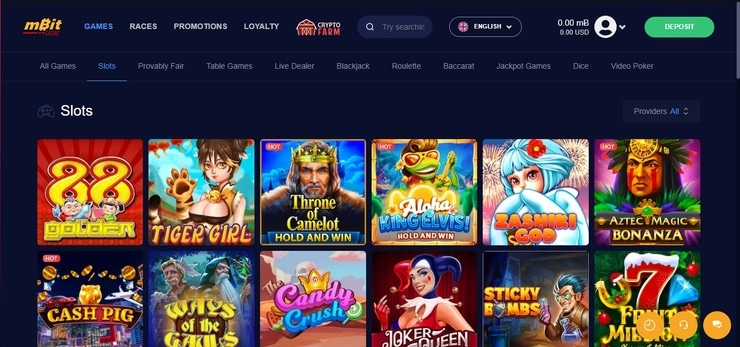 mBit casino games screen