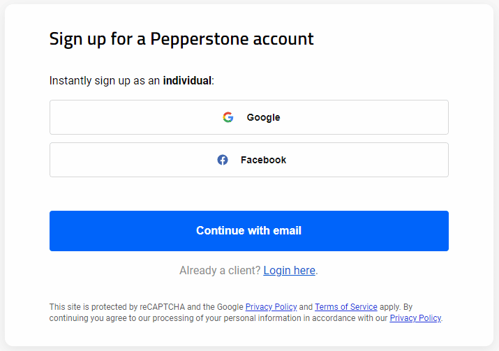 Pepperstone sign up