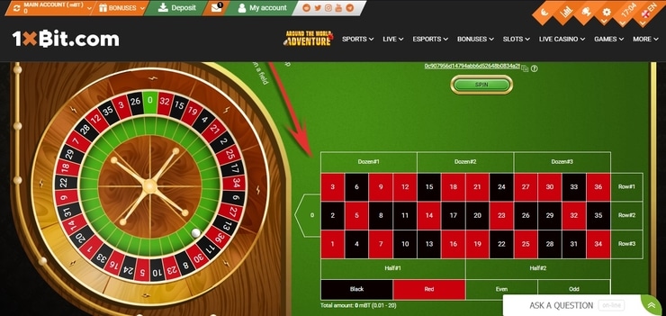 Roulette online table game