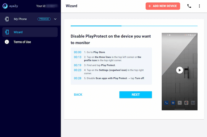 Disabling PlayProtect to install EyeZy