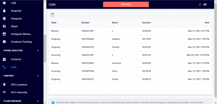 EyeZy's call logger