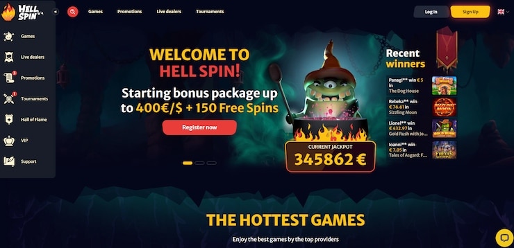 Hell Spin Casino home page