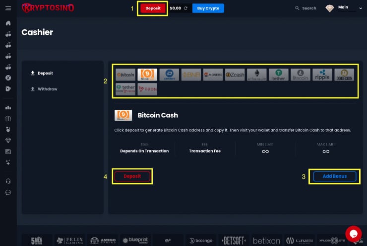 Register at Kryptosino Step 3