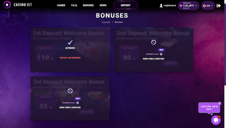 Casinobit Bonus Activation