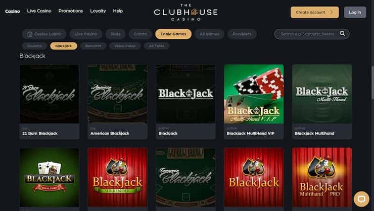 Clubhouse Casino Blackjack