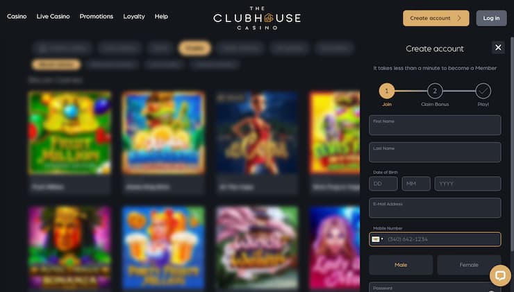 Clubhouse Casino Register