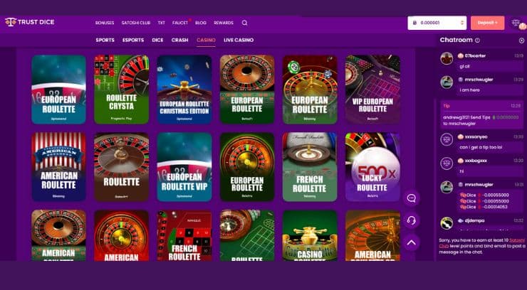 TrustDice casino games Roulette