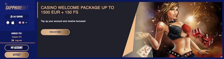 Sapphire bet homepage welcome offer
