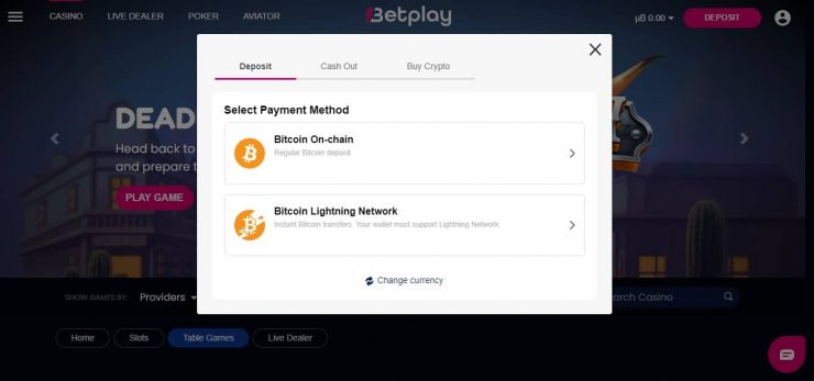 Betplay deposit screen