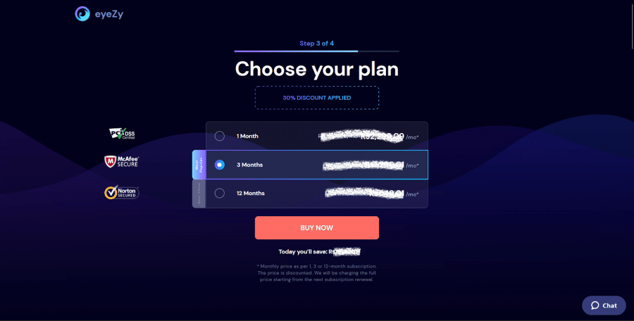 Choose EyeZy subscription plan